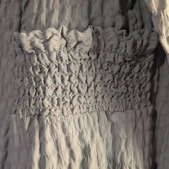 NWT ASOS Design Square Neck Shirred Textured Dusty Blue Long Sleeve Dress Size10 - Picture 8 of 12